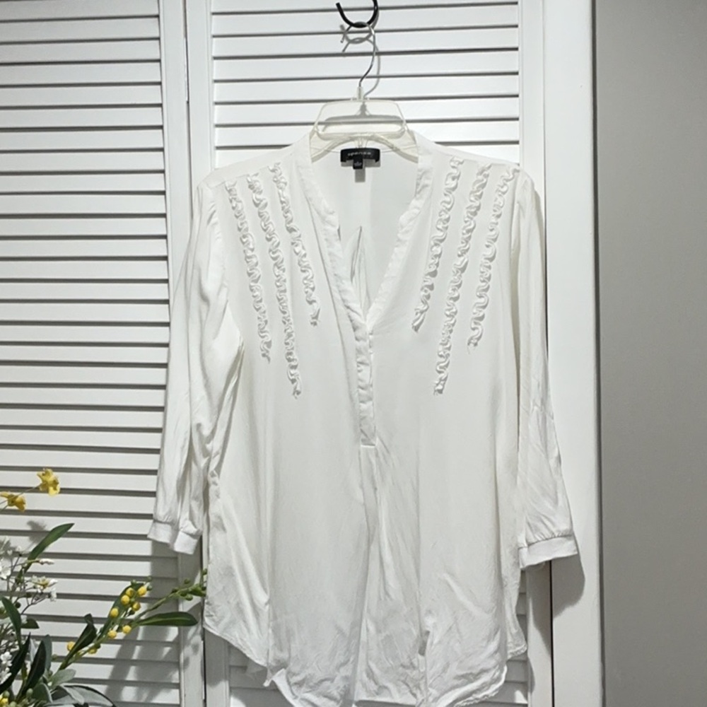 White Blouse with Ruffle Details